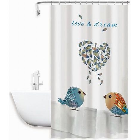 TRADE SHOP - Tenda Doccia Antimuffa Love Dream Impermeabile 180x180 Cm Con Anelli Bagno 79216 - (1/2)