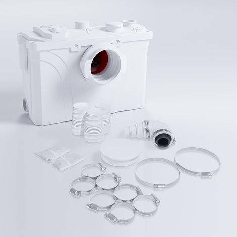Pompe à eaux usées compacte 700 W, 190 l/min, 4 entrées et 2 sorties, pompe à eaux usées pour WC, douche, lavabo (1/5)