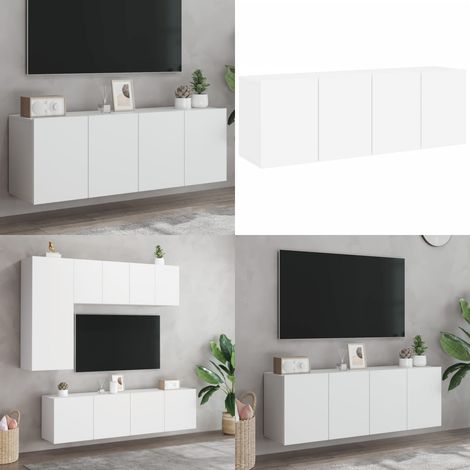 Meubles TV muraux 2 pcs blanc 60x30x41 cm - Meuble Tv - Meuble Tv Mural - Support Tv - Meuble Hifi - Rangement Tv - Home & Living (1/5)