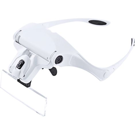 Loupe frontale 5 verres 1,0X-3,5X avec 2 LED, lunettes grossissantes réglables, visière loupe multifonction pour bricolage, lecture et travaux de précision (1/4)