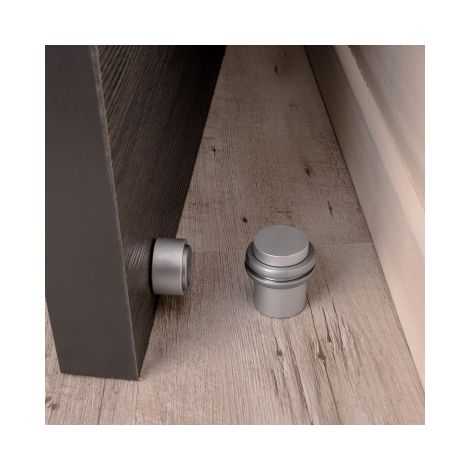 Ouvre&Déco – Butée de porte aimantée cylindrique en aluminium anodisé argent – Fixation murale – Pour espaces confinés – Hauteur 42mm, diamètre 41mm