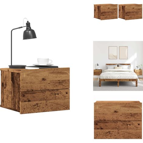 Tables de chevet murales 2 pcs vieux bois 40x32x30 cm - Table De Chevet Murale - Tables De Chevet Murales - Armoire De Chevet Flottante - Unité De Chevet Flottante (1/5)