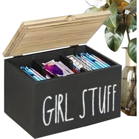 Boîte de rangement pour serviettes hygiéniques – Organiseur – Convient à la maison et aux hôtels – 21 x 13 x 13 cm – Bois – Noir (1/5)