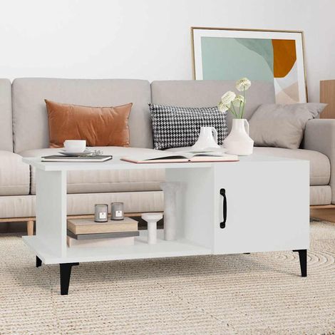 vidaXL Table basse Blanc 90x50x40 cm Bois d'ingénierie (1/5)