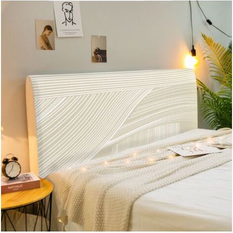 Housse Tete de Lit Extensible,Simple Moderne Housse de Protection Tête de Lit,Housse Tete de Lit Doux,Housse de Tête de Lit Lavable pour Lits Simples Doubles King Size (160cm,Lignes) (1/4)