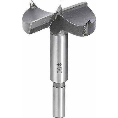 50-mm-Hartmetall-Fasenbohrer für Holz, zum Einbau von Kugeltüren, Schubladen und Sperrholzplatten. Ermöglicht schnelles, sauberes und ebenes Bohren von Löchern in Holz.