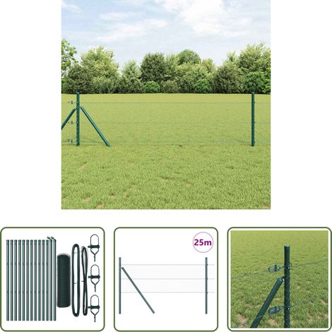vidaXL Sécurité extérieure - Poteau de clôture. Vert 25 x 0,8 m (treillis de 25 mm) (1/5)