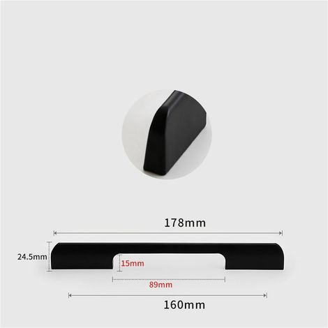 Poignée de Meuble en Alliage d'Aluminium pour Tiroir Armoire Placard Chaussures Noir Type A Entraxe 160mm
