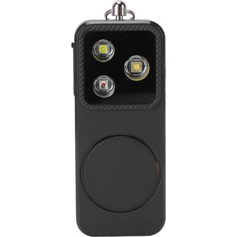 Lampe d'alarme de sécurité pour femmes, 4 modes d'éclairage, porte-clés rechargeable USB, sirène LED de sécurité pour les urgences, noire (1/5)