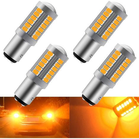 Amber 1157 BA15D P21/5W 5630 33SMD Canbus LED Car Bulbs 900LM Super Bright Front and Rear Turn Signal Bulbs 12-30V 3.6W (4 pieces) (1/4)