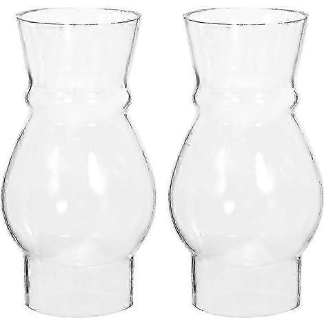 Lot de 2 abat-jour de rechange en verre transparent pour cheminée de lampe à pétrole. (1/4)
