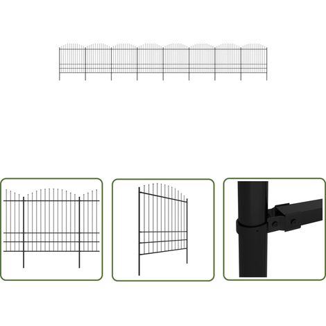 Gartenzaun Schwarz - vidaXL Gartenzaun mit Speerspitze Stahl 1426 x 200 cm Schwarz - Gartenzaun 13.6 m (1/5)