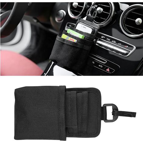 2Pcs Sac de Rangement pour Grille D'aération de Voiture, Poche de Rangement Suspendu de Bouche D'aération de Voiture pour Téléphone, Organisateur pour Téléphone Lunettes Clés de Voiture(Noir) (1/5)