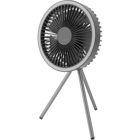 10.000 mAh Stativventilator, 3 Geschwindigkeitsstufen, einstellbarer Timer, tragbar, mit eingebautem Licht für Camping und Outdoor-Aktivitäten (grau). (1/5)