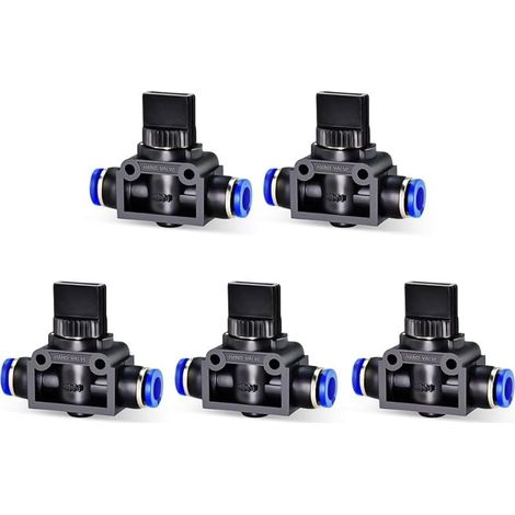 5pcs 8mm manchon de carte diamètre extérieur Push air Control robinet à boisseau sphérique raccord de vanne pneumatique (1/5)