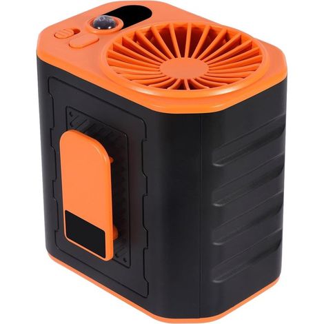 Ventilatore ricaricabile da cintura/collo da 6000 mAh, 20 ore di autonomia, 3 velocità, funzione di raffreddamento, colore arancione. (1/5)