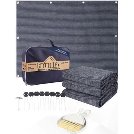 Tapis d'auvent de Camping Car avec œillets, 280g/m2 HDPE Tapis de Camping,Sol d'auvent Sac Transport,Clous Acier Petit Balai (1/5)