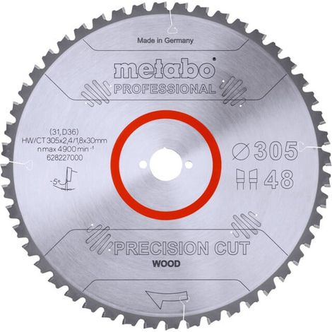 Lame de scie circulaire HW/CT 305 x 30 x 2,4/1,8, nombre de dents 48, affûtage en biseau alterné, angle d'attaque 5° nég. metabo (1/3)