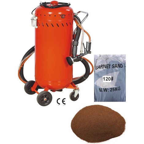 Combiné Sableuse Aérogommeuse Aspirateur mobile 106L + Sac 25kg Abrasif Garnet 120A+ (1/3)