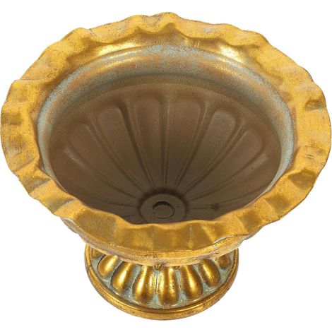 Dekorativer Eisenblumentopf im Vintage Stil Goldfarben Retro