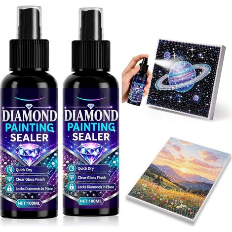 Diamantmalerei-Versiegelungsmittel, 2er-Set, schnelltrocknend (ca. 100 ml), glänzendes Finish, Schutzspray zum Fixieren der Diamanten (1/5)