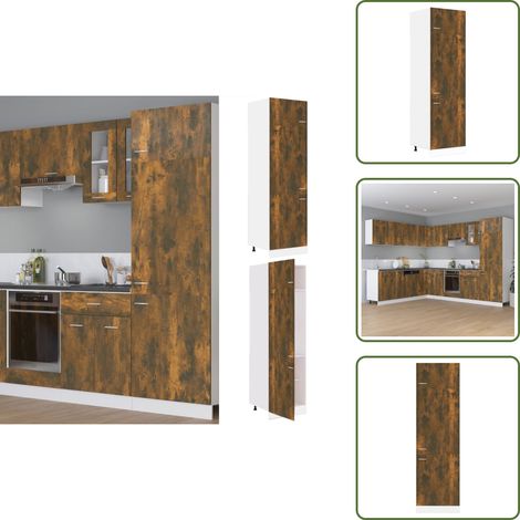 Armoire à réfrigérateur Chêne fumé 60x57x207 cm Bois - Armoire De Cuisine - Meuble De Cuisine - Rangement Cuisine - Placard Cuisine - Armoire Réfrigérateurs (1/5)