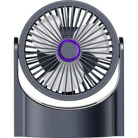 Ventilateur de Bureau USB Rechargeable, Petit Ventilateur sur Pied avec Lumière LED, Puissant et Silencieux pour Dortoir Étudiant, Maison et Bureau