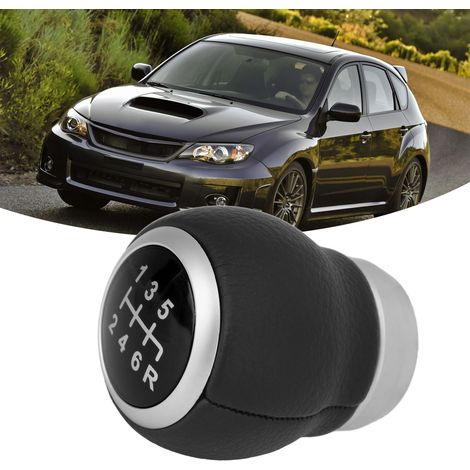 Pomello del cambio per trasmissione manuale Subaru a 6 marce in pelle sintetica nera (1/5)