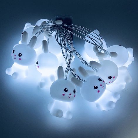 Guirlande Lumineuse Lapin De Pâques - 10 LED Blanc - Décoration Extérieure Et Intérieure Pour Fenêtre Patio Salle - Lampe Pendante Fête Et Maison - 1,65 M (1/5)