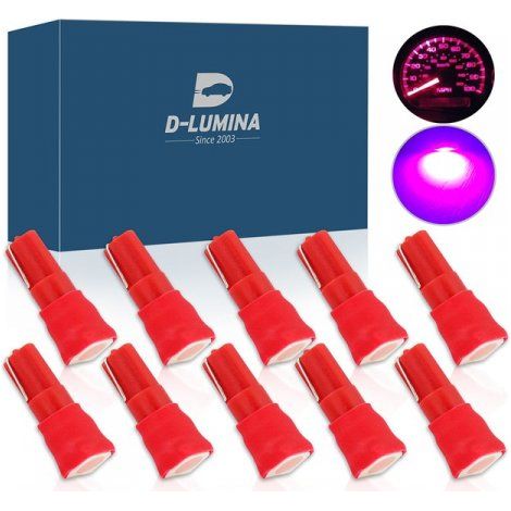 10 Lampadine Led T5 12V W1,2W Colore Rosa Pink Con 1 Smd 5050 Luci Cruscotto Auto