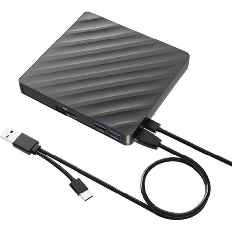 Lecteur Blu-ray Externe - 6 En 1 Avec Emplacement SD TF Et 2 Ports USB 3.0 - Compatible Windows macOS Linux - Pour Ordinateur Portable Et Fixe - 1 Pièce