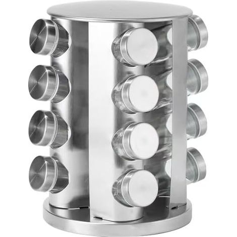 Porte-épices Rotatif avec 16 Bocaux Rotation à 360° Organisateur D'épices Porte-épices en Acier Inoxydable Contenants D'épices Organisateur pour Comptoir de Cuisine, Cabinet (1/5)