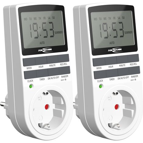 ANSMANN 2x digitale Wochenzeitschaltuhr, LCD-Display 3680W, 10 Schaltzeiteiten