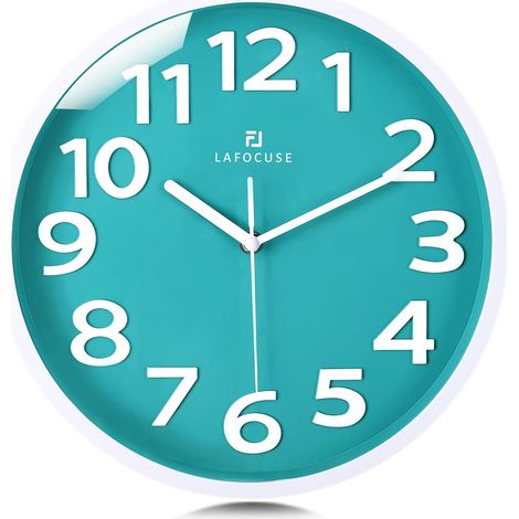 30 cm Large 3D Numbers Turquoise Green Wall Clock Silent Modern Wall Clocks without Ticking Easy to Read Decorative for Kitchen, Living Room, Bedroom, Office (1/5)