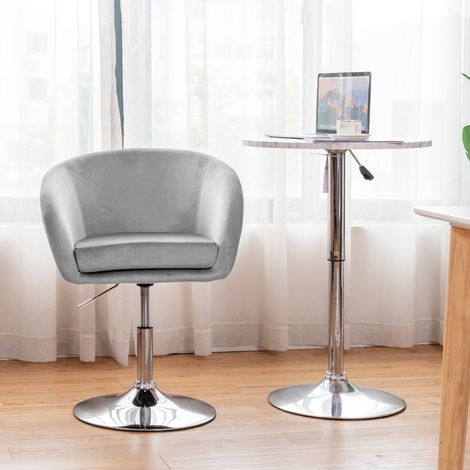 Chaise Pivotante Velours Bureau Hauteur Réglable Base Galvanisée Charge 125kg Gris CWXT8554 DESIGN IN (1/3)