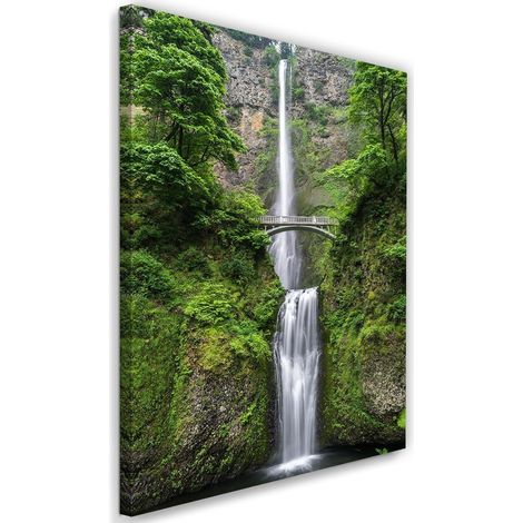 Tableau sur toile Cascade Pont Forêt Nature 40x60 (1/5)