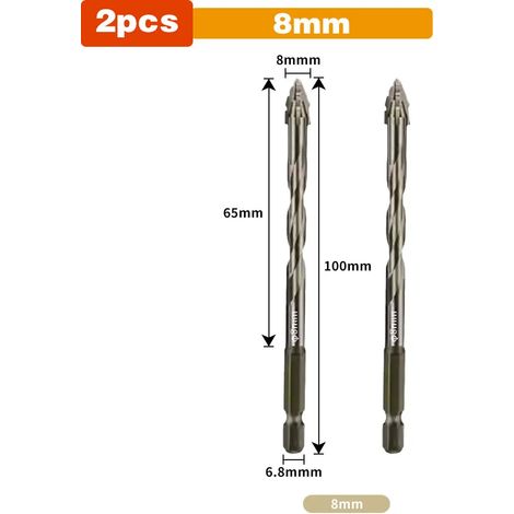 Coffret de forets hexagonaux cruciformes 6-12 mm pour carrelage, verre, béton, céramique, brique, brique, alliage dur, foret triangulaire. (1/5)