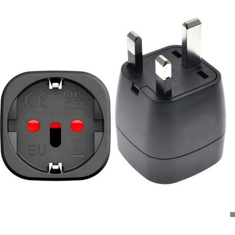 Lot de 2 Adaptateurs de Voyage EU vers Prise UK Type G, Adaptateur Prise Anglaise Compatible Royaume-Uni, Irlande (Noir) (1/5)