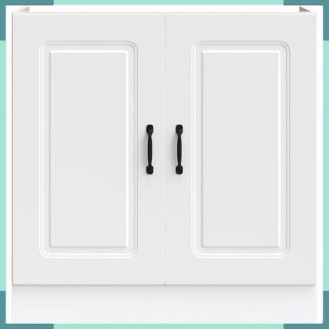 853447 Meuble bas pour évier Kalmar blanc 80x46x81,5cm bois ingénierie (1/5)