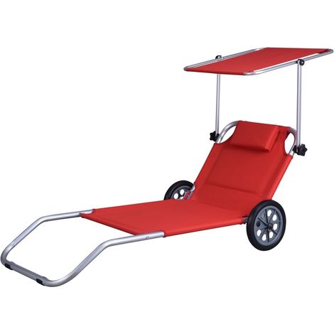 Sdraio da spiaggia portatile con ruote Dodi rosso (1/3)
