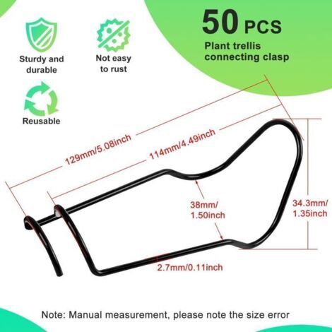 Plant Trellis Connecting Buckles Lot de 50 Boucles de Connexion de Treillis de Plantes pour Toit Jardin Balcon Serre Cages de Plantes (16mm) (1/3)