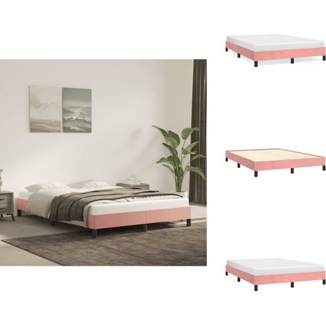 Cadre de lit sans matelas rose 140x190 cm velours - Cadre De Lit - Lit Double - Lit Rose - Lit Velours - Meuble Chambre (1/5)