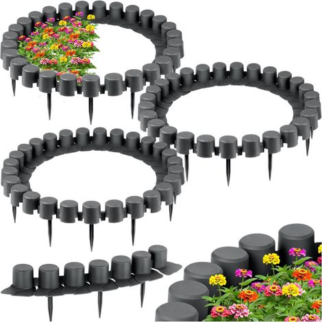12x Valla de jardín gris tipo palisada para bordes de césped, 660 cm (1/5)