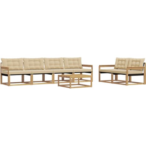 Set di divani da esterno 7 pcs Bianco e Beige 79 x 79 x 37 cm vidaXL