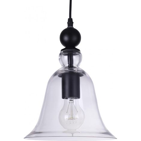 Lampadario Edison con paralume a coppe di cristallo Acciaio di carbonio Trasparente