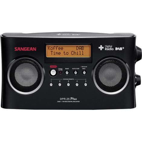 Sangean DPR-25+ Kofferradio DAB+, UKW AUX  Akku-Ladefunktion Schwarz (1/5)