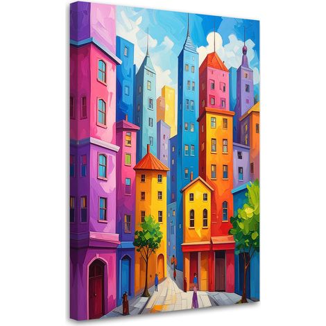 Image sur Toile, Bâtiments abstraits colorés maisons,20x30 (1/4)