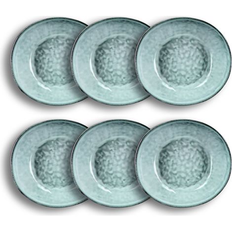 Lot de 6 assiettes creuses en grès 21cm, ARONAL