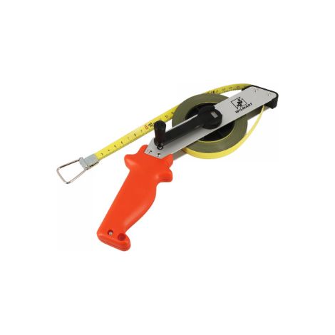 Ruban acier laqué jaune 20 m x 13 mm Classe II étrier coudé aluminium anodisé – Réf. 604501 - WILMART - 20 m