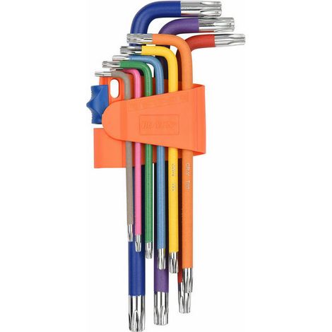 9 pièces ensemble de clés en L multicolores ensemble de clés Torx clé étoile bras Long en acier au Chrome Vanadium de qualité industrielle clé Torx clé Allen (1/5)